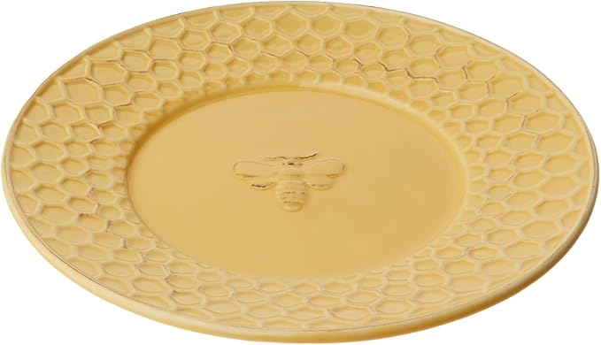 Boston International Embossed Stoneware Plate, 8-Inch Diameter, Honeycomb
