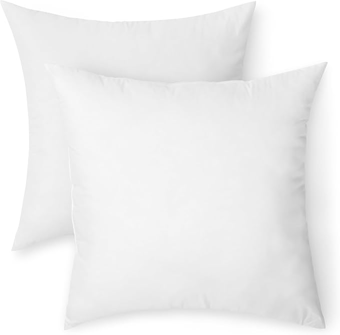 Amazon Basics Square Hypoallergenic Pillow Insert, Sofa Bed Couch Decorative Stuffer, 20", 2 Pack