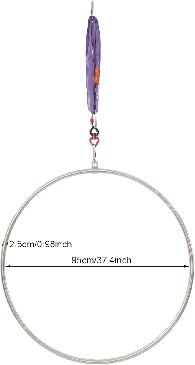 Aerial Hoop Set 33.5" Aerial Lyra Hoop Professional Circus Fitness with Complete Rigging Hardware Kit Acrobatics Equipment Hanging Rings for Home Yoga Dance Sling Kit