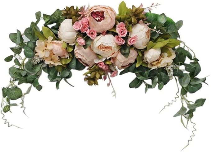 Wedding Arch Flowers, 30inch Artificial Peony Swag with Green Leaves, Peony Garland Arch Flowers, Wall Hanging Flower Wreath for Wedding Arch Home Decorations
