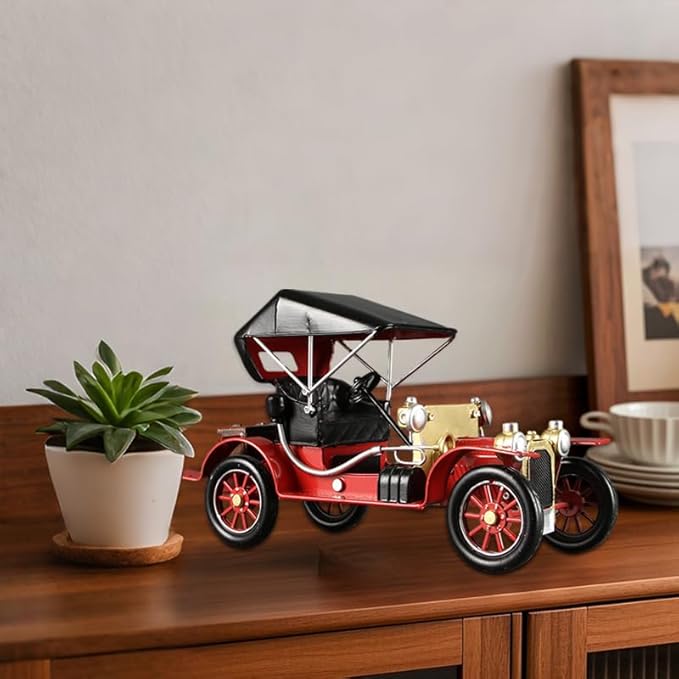 Metal Antique Vintage Car Model - Iron Classic Car Decor Handcrafted Collectible Vehicle Decoration Gift for Farmhouse Decor Decorative Tabletop