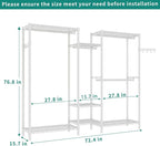 Heavy Duty Garment Rack, Portable Wardrobe Clothes Rack Freestanding Adjustable Clothing Rack with 7 Tiers Adjustable Wire Shelving and 4 Hanger Rods, Max Load 920LBS, White