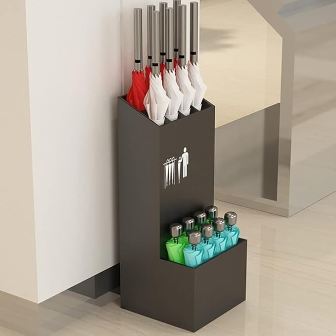 Large Capacity Umbrella Stand | Commercial Metal Umbrella Storage Rack | Hotel Lobby Umbrella Bucket,Orange