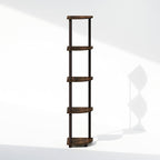 Furinno Turn-N-Tube Storage Shelves, 5-Tier Book Shelf, Corner Shelf, Toolless Open Shelves, for Organization and Storage, Living Room, Home Office, Hallway, Bedroom, Walnut