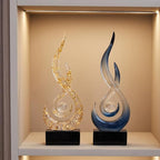 Modern Abstract Art Table Decoration,Resin Flame Statue Modern Centerpiece Ornaments for Living Room Great Gift Idea Home Decor,Collectibles (Bule)
