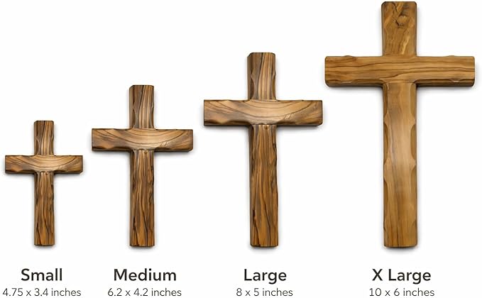 Olive Wood Cross from Bethlehem, Wall Hanging Wooden Cross, Confirmation Cross Gift, Baptism Gifts, Holy Wall Cross, Hand Made religious décor From the Holy Land (One X-Large10" x 6")