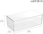 mDesign Long Plastic Drawer Organizer Box, Storage Organizer Bin Container; For Closets, Bedrooms, Use for Leggings, Socks, Ties, Jewelry, Accessories - Lumiere Collection - 6 Pack - Clear