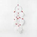 Pretty Jolly Indian Small White Dream Catchers Wall Decor Handmade Feathers Native Mini Dreamcatchers Home Decoration Ornament for Bedroom Birthday Party-2 Rings
