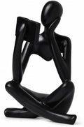 Black Bookshelf Decor Thinker Statue, Abstract Reading Figurine Style B, Resin Decorative Bookend for Coffee Table, Shelf, Home Office, Library