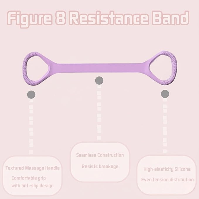 Figure 8 Fitness Resistance Band, Exercise Resistance Bands for Women, Resistance Bands with Handles for Arms, Back, Shoulders, Legs and HIPS Working Out