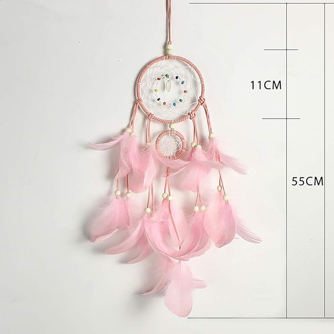 DIY Dream Catcher Making Kit, Macrame Dream Catcher Craft Supplies for Kids Bedroom Wall Decor Nursery Baby Room Hanging Wedding Ornaments Party Handmade Gift (Pink)