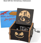 Ucuber Before Christmas Music Box, Engraved Mini Wood Music Box Gift, Melody This is Halloween, Home Decor for Halloween Valentines Christmas Boys and Girls
