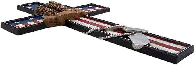 Wowser Patriotic Military Support Cast Resin Wall Cross Decor, 11 3/4 Inch
