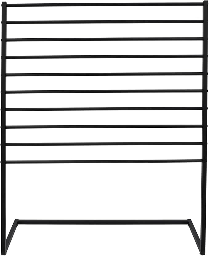 10 Tier Metal Scarf Organizer Holder, Freestanding Scarf Rack, Scarf Holder Organizer for Commercial Clothing Retail Store Towel Rack Ties Belt Pants Hanging (Black, 47.24 * 15.75 * 57.09in)