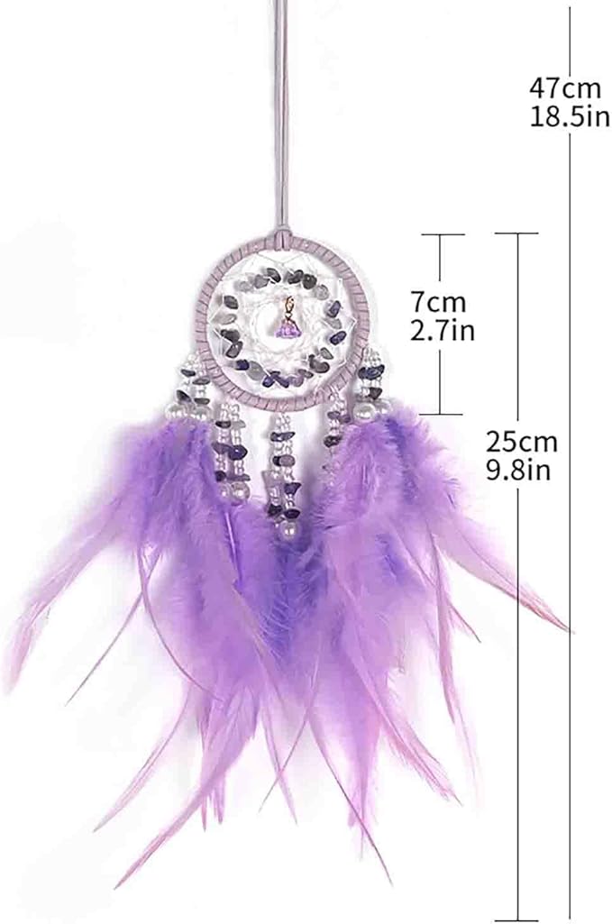 Dream Catcher for Rearview Mirror, Car Hanging Accessory, Lucky Ornament Pendant - Purple