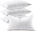Feather Throw Pillow Inserts Set of 4, Soft Fluffy Rectangle 12 x 20 Inches Decorative Pillow Insert, Feather and Down Filled Euro Pillows for Bed, Couch and Cushion