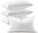 Feather Throw Pillow Inserts Set of 4, Soft Fluffy Rectangle 12 x 20 Inches Decorative Pillow Insert, Feather and Down Filled Euro Pillows for Bed, Couch and Cushion
