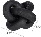 Wood Knot Chain Link Decor - 3 Link Boho Wooden Hand Carved Decorative Wooden Links Knots for Coffee Table Entryway Modern Farmhouse Shelf Decoration (Black)