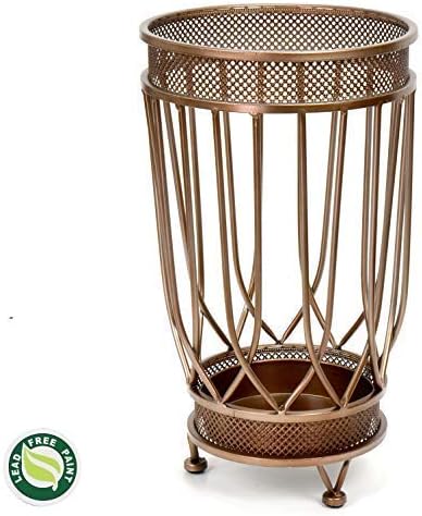 Dualplex Super Quality Umbrella Stand, Umbrella Holder, Antique Look Metal, Entry Hallway Décor, w/Removable Drip Tray. Home, Office Decoration Rack Holds Umbrellas Canes Walking Sticks (Round)