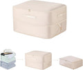 Ultra Space Saving Self Compression Organizer, Large Capacity Storage Bag, Thick Satin Fabric Heavy Duty Bags for Comforters Blankets Bedding Duvet (Beige, Large, 21x17x12in)