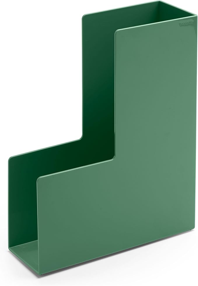 Poppin Magazine Holder - Durable Hard Plastic Magazine and File Organizer, Lacquer-Like Finish, Desk Organizer, Multiple Colors Available (Sage)