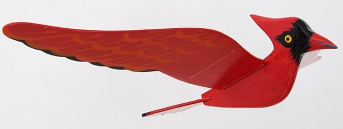 WitnyStore Mobile Birds - Collectible Animal Art - Wooden Hand Made and Painted Birds in Flight Hanging Decor Perfect for Gifts and Souvenirs - Red Northern Cardinal - 14 x 9 x 4 inches