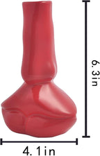 Red Lip Vase, Unique Ceramic Face Shaped Artistic Vase for Flowers, Red Room Dining Table and Desk Decoration