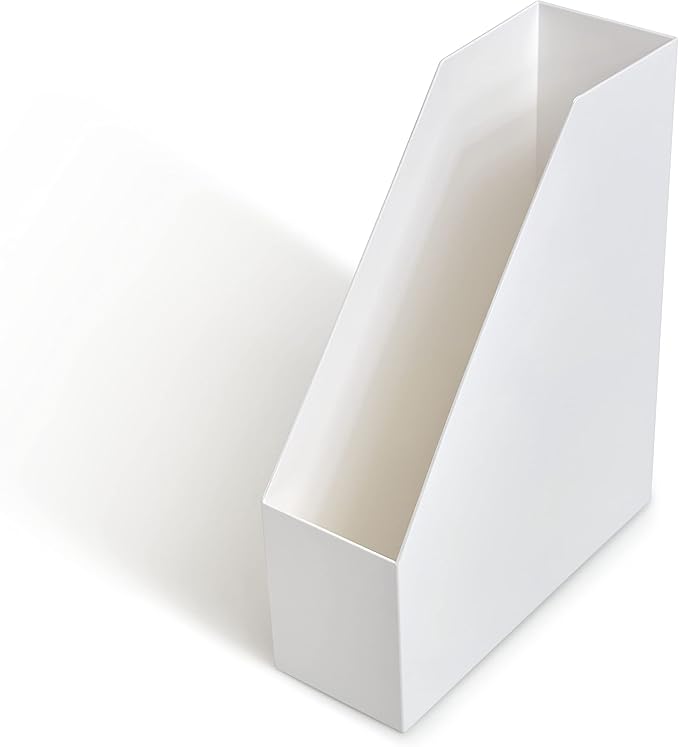 TRU RED Plastic Magazine File, White – Vertical Desktop Organizer for Magazines, Folders & Office Documents
