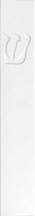 A&S Mezuzot Quartz Mezuzah Case with Engraved Shin Design Easy Peel and Stick Judaica Door Mezuza (Classic White, 6 inches)