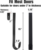 GameXcel 2 Pcs 15" Wreath Hanger for Front Door - Large Wreath Metal Hook for Christmas Wreath Over The Door Hanger - Black