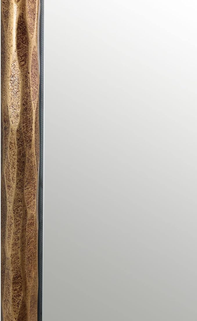 ANDY STAR Hand-Forged Gold Bathroom Mirrors for Wall, 22x30 Inch Vintage Solid Steel Metal Frame Bathroom Vanity Mirror, Antique Rounded Rectangle Wall Mirror, Hangs Horizontally or Vertically