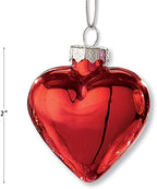 Lillian Vernon Shiny Glass Hearts Valentines Ornaments - 12 Piece Set, Blown Glass, Handcrafted Hanging Tree Decorations, Valentine's Day Holiday & Party Decor, 2" Tall Heart, Red, White & Pink