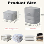 Ultra Space Saving Self Compression Organizer, 3-Layer Zipper Large Capacity Storage Bag, Thick Satin Fabric Heavy Duty Bags for Comforters Blankets Bedding Duvet (Gray, X-Large, 3PCS)