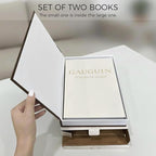 Aesthetic Faux Books for Home Decor (Set of 2) - Decorative Book Boxes with Hidden Storage - Ideal for Coffee Table, Living Room, Entryway & Bookshelf - Beige/Terracotta Linen