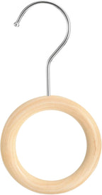 uxcell 4 Inch Scarf Ring Hanger, Scarf Organizer Holder Wooden Circle Rings Hanging Hook for Belt Tie Scarf, 10cm Length Hook (Silver)