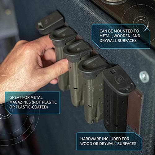 Gun Storage Solutions Magazine Holder - Safe Mag Storage Solution, Desk and Gun Locker Organizer Accessories Mount, Strong Magnet Bar, Gun Rack