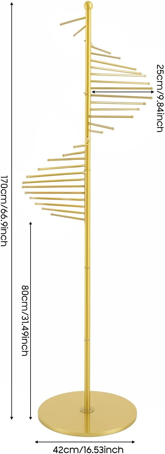 Freestanding Spiral Scarf Rack Stand, Metal Scarf Display Holder with Heavy Base, Scarf Organizer for Closet, for Clothing Store, Apartments, Locker Rooms