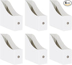 Limitliho 6 Pack Cardboard Magazine Holder for Desk, Book Bins for Classroom Library,Office,Home, 10.6" H x 10.2" L x 3.5" W in Magazine File Holder(White)