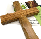 Olive Wood Wall Cross from Bethlehem, Wall Hanging Wooden Cross, confirmation cross gift, Baptism Gifts, Holy Wall cross, Hand Made religious décor Cross From the Holy Land (Medium Cross 6.2" x 4.2")