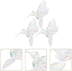 Milisten Iridescent Hummingbird Ornament Set of 3 Acrylic Hanging Pendants 3.93X3.74X2.75 Inch Decorative Bird Home Garden Wall Ceiling Decor