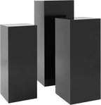 3 PCS Display Pedestal Stand, Metal Display Pedestal Stands Decoration Cube Sculpture Displays Column Square Displays Stands Pillars for Wedding Party Baby Shower Birthday (Black, 3PCS)
