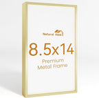 8.5x14 Aluminum Metal Picture Frame,Tempered Glass Gold Photo Frame 8.5x14 for Family Photo,Posters,Art,Document to Wall Mount Horizontally or Vertically