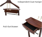 Cashewnuts Mens Suit Valet Stand Clothes Valet Stand with Base Vertical Clothes Stand Wooden Hanging Frame w/Handle, 17.32 x 11.81 x 44.09in (Walnut Color)