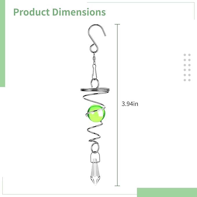 Ornament Hanging With Beads Glass, Decorative Mobile Window Garden With Prism, Double Helix Chime Wind Metal, 5 Pack Spinner Wind Crystal