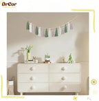 DrCor Sage Green Tassel Garland – Boho Classroom Decor, Bulletin Board Decorations, Nursery Wall Hanging, Neutral Kids Room Decor, Baby Shower, Back to School Banner