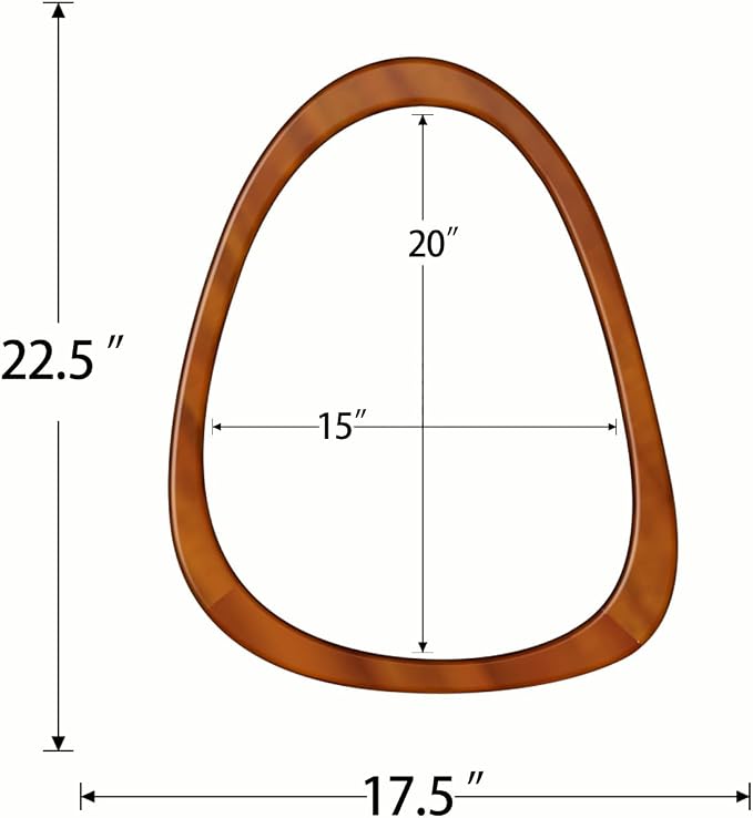 22" x 17" Irregular Wall Mirror, Wood Frame Asymmetrical Decorative Wooden Mirror for Living Room Bedroom Entryway Bathroom Hallway Home Decor Walnut Brown