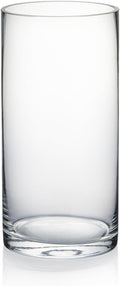 WGVI Quality Thick Weighted Clear Cylinder Glass Vases, 4" W x 8" H, Flower Arrangement Floating Candle Holders Wedding Centerpieces Terrarium Planter Floral Pen Brush Storage Container, 1 Piece