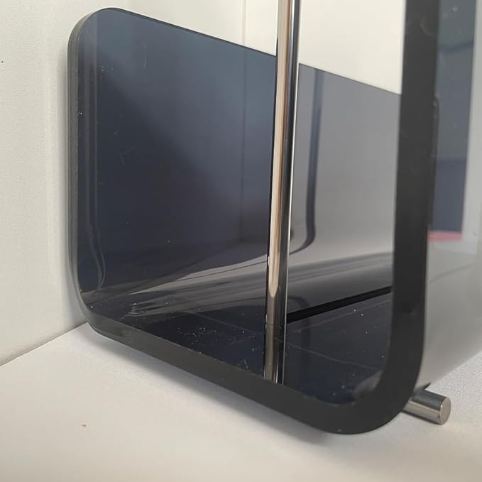 Magazine Holder, Brown Clear Acrylic with Stainless Steel Handle, Tabletop Display Stand (Black Transparent)