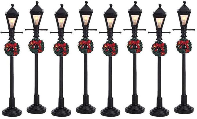 Lemax Christmas Village Gas Lantern Street Lamp Set of 8 Battery Operated (4.5V) - 64500