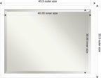 Amanti Art White Wall Mirror 33x43 Basic White Narrow Rectangle Bathroom Mirror for Wall Decor Living Room, X-Large Casual Wood Frame, Hangs Horizonally and Vertically, Bathroom Decor, Beveled Edge